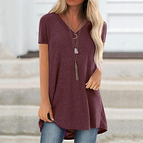 Tops de verão para mulheres 2023 Moda Plus Tamanho Impressão em V Caminhão curto Tampa de blusa de camiseta longa de mangas