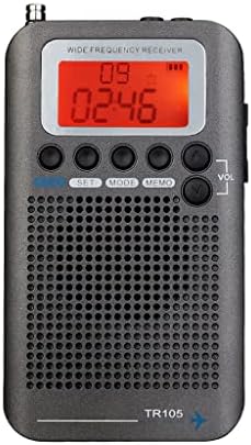 CXDTBH TR105 Aeronave de rádio portátil Rádio FM/AM/SW/CB/AIR/VHF Band World Band com LCD Exibir despertador