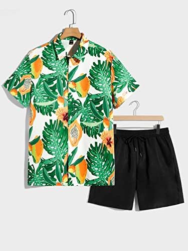 Roupas de duas peças do NIBHZ para homens camisa de estampa tropical e shorts de cintura