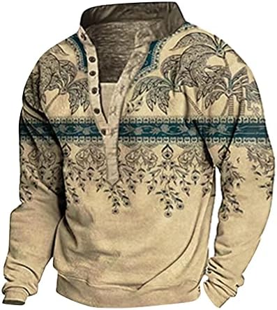 Tops de pulôver de manga longa solta masculina Moda retro Tamanho grande V Camiseta de pescoço Casual 3D Digital Print Sweetshirt