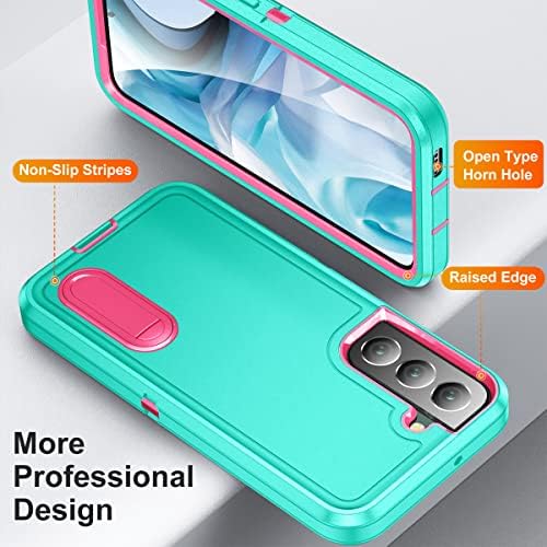 Design Jsccomyap para Samsung Galaxy S22 5G Caixa de telefone com protetor de tela temperado e incorporado In Invisible Kickstand