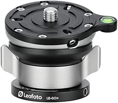 Leofoto LB-60N Base de nivelamento de 60mm para tripé W Butterfly Lock Collar 33lb Max Load +/- 15 ° Tilt