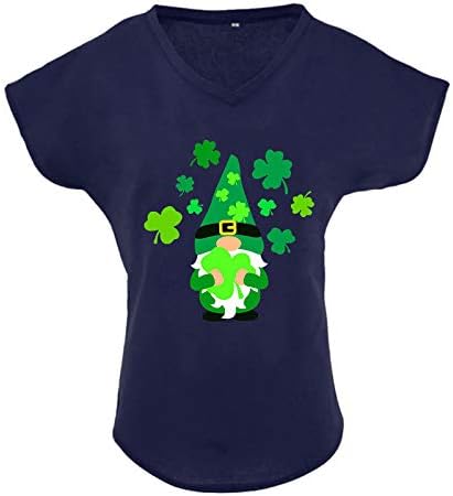 Camisas femininas engraçadas v pescoço imprimir impressão verde Camisa de manga curta Mulheres do dia de St. Patrick T-shirt