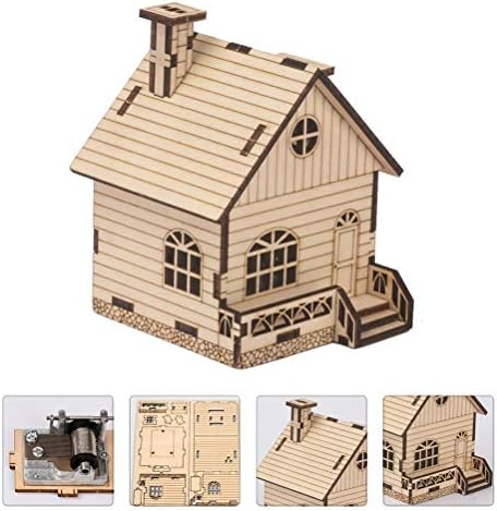 Bestoyard 1 Set Christmas House Music Box Wooden Diy Crafts Music Box Diy Material Kit