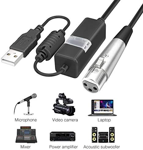 Cabo de microfone USB e TOBO USB a XLR Adaptador de cabo do conversor de ligação feminina Female - 10 pés