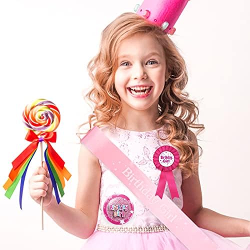 Conjunto de decorações de aniversariante de abeillo, faixa de aniversário rosa e distintivo para meninas, prêmio de aniversario crachado