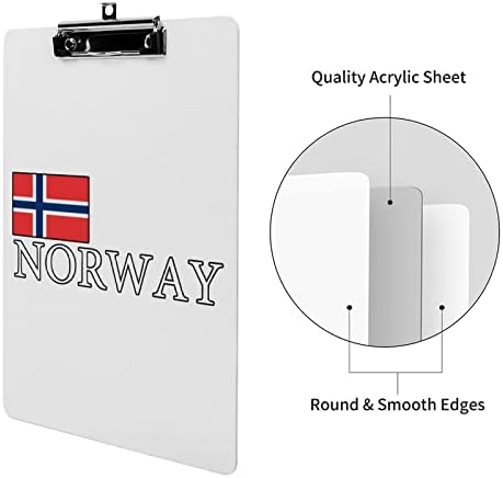 Placa de plástico nacional norueguesa de orgulho nacional com clipe de baixo perfil 12,5 x 8,5 polegadas para o escritório de estudantes
