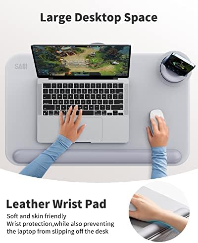 Saiji Laptop Lap Desk for Bed - Laptop e MacBook de até 17 , mesa de bandeja leve com pulso de couro macio, suporte