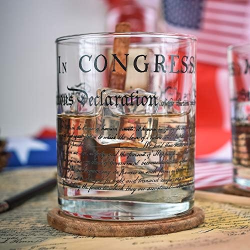 Greenline Goods Whisky Glasses - Declaração de Independência | 10 onças Tumblers - Conjunto de presentes patrióticos americanos americanos