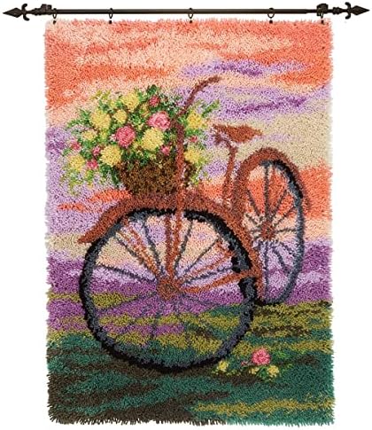 Herrschners Bicycle With Flowers Latch Hook Kit