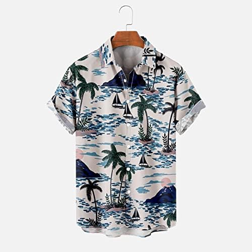 Mens Floral Hawaiian Shirt Button Casual Down Short Sleeve Aloha Beach Camisetas Funky Tropical Vacation Tops de verão