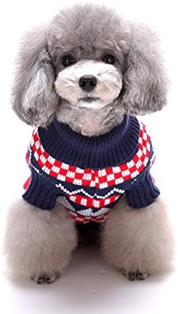 Ranphy Small Dog Christmas Sweater Pet Turtleneck Jumper Puppy Knitwear Apparel Casa de clima frio Chihuahua Roupas Xmas Girs Boys para o outono de inverno azul tamanho xxl