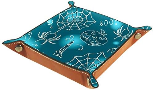 Bandejas de jóias quadradas de couro Rolling Dice Games Bandejas Caixa de Candy Candy Dobrando 11,5 cm/4,5 no Halloween