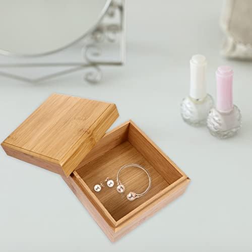 Caixa de jóias vintage de cabilock caixa de jóias inacabada caixa de armazenamento em branco Caixa de madeira natural com tampa