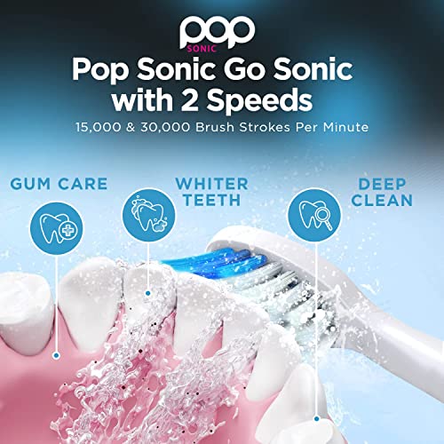 Pop Sonic Electric Toothbrush Bonus 2 Cabeças de substituição de embalagem - escovas de dentes de viagem com bateria AAA