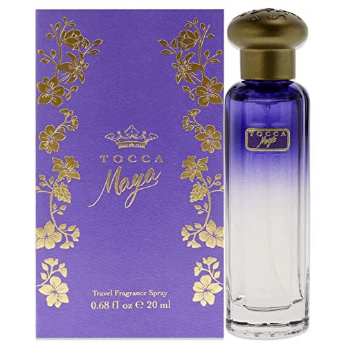 Perfume feminino de Tocca, fragrância maia - floral quente, íris selvagem, groselha, garrafa de coração de patchouli - acabamento à mão, 0,68 oz.