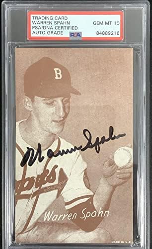 Warren Spahn assinou cartão postal 1980 Exposição￼s Baseball Braves￼ PSA/DNA HOF Auto 10 - MLB Cut Signature
