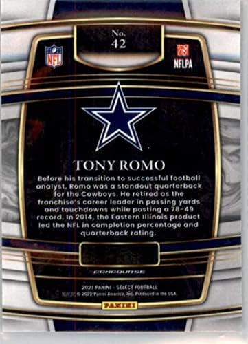 2021 Panini Selecione 42 Tony Romo Concourse Dallas Cowboys NFL Football Trading Card
