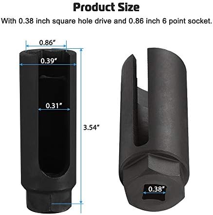 Soquete do sensor de oxigênio com recorte de fio lateral de 3/8 ”de unidade x 7/8” se encaixa em todos