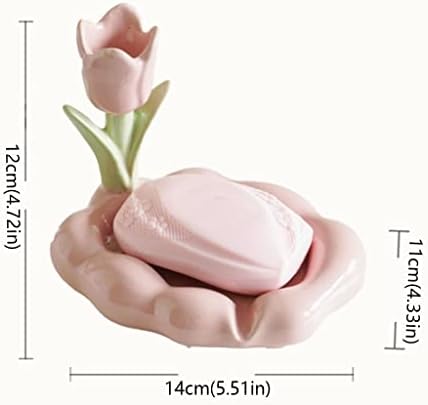 Krivs Flor Soap Dish Caixa de sabão cerâmica drenando sabonete de pia de pia