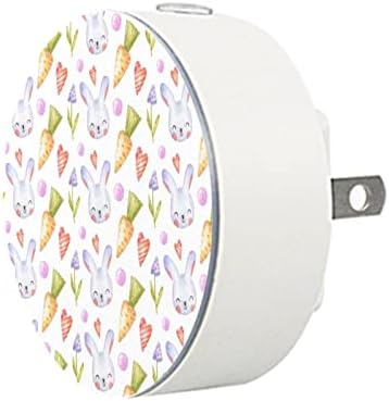 2 Pacote de plug-in Nightlight Night Night Light Colorful Easter Bunny & Cenat com sensor do anoitecer para o quarto para o quarto de crianças, viveiro, cozinha, corredor