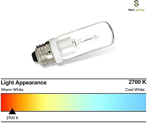 Iluminação STERL - 42 Watt JDD Tipo E26 Substituição de lâmpada de piso base médio com 120V 3,98 polegadas Filamento tubular de 520lm Filamento e lustre portátil lâmpada de halogênio 2700k Warm White Clear - 20 pacote