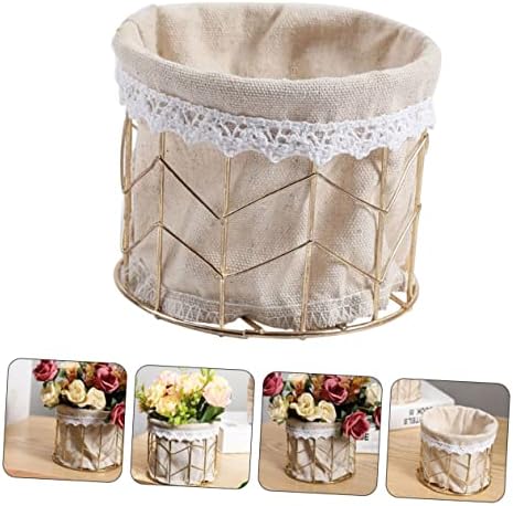 Cesto de flor de ferro de ferro cesta redonda cesta de jarrones decorativos redondos cestas decorativas de armazenamento