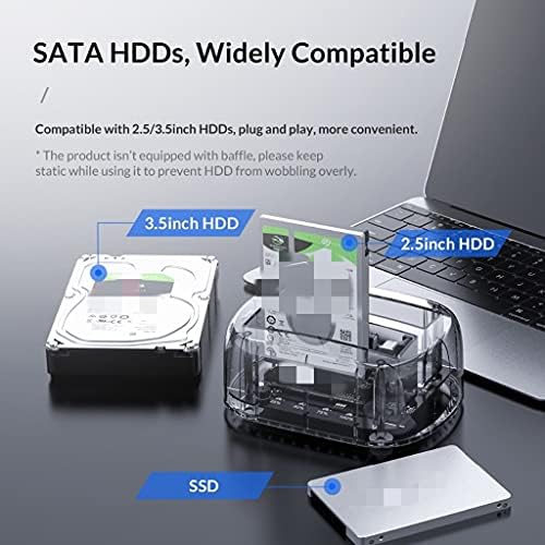Sawqf 2 Bay SATA para USB 3.1 HDD 2,5 3,5 Tipo C Transparente Externo Disco rígido Gabinete