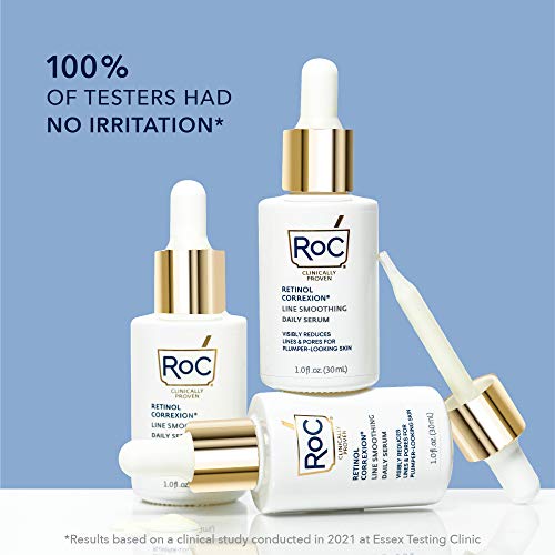 Roc retinol Correxion Pore Refining Line Smoothing Serum, tratamento diário de rugas antienvelhecimento com esqualano,