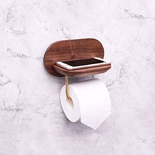 Mxiaoxia Wooden Toilet Paper Solder - Rold de rolo de cobre montada na parede com prateleira de armazenamento de madeira para decoração