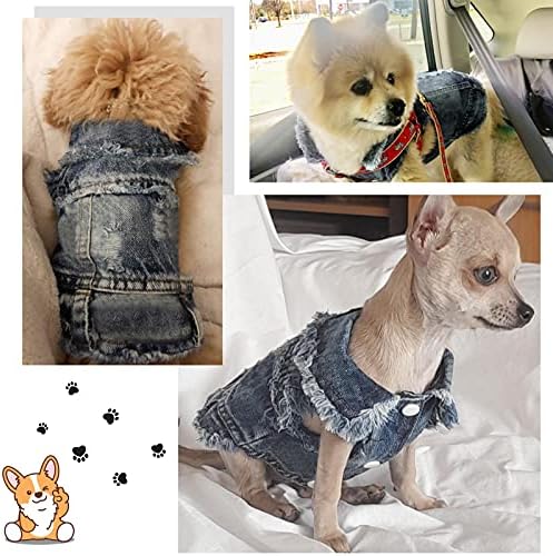 Dablue cachorro jeans jaqueta jeans de cachorro azul legal camiseta jeans, cães médios pequenos gatos gatos de lapela coletes vintage lavados roupas de estimação