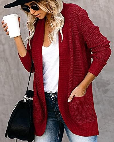 Foviguo simples outono de manga comprida suéter ladie's workout long sólida solt sweater sweater V pescoço de bolso