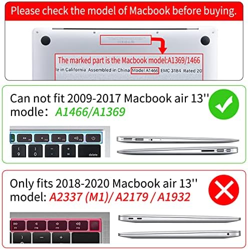 Sesok compatível com a versão antiga MacBook Air 13,3 polegadas Modelos de caixa A1369 e A1466 Casa de casca dura de