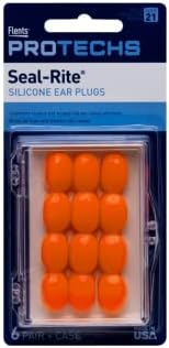FLENTS Protechs Seal-rite Silicone Molderable Ear Plugues para piscina, oceano, água, esportes, laranja, 6 pares