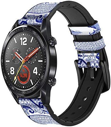 CA0435 Willow Pattern Graphic Leather & Silicone Smart Watch Band Strap for Wristwatch Smartwatch Smart Watch Tamanho