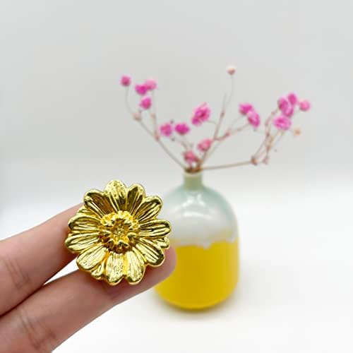 Youyouulu 4pcs-flores douradas-rose-drawer-knobs, antigas-pesadas-devas-rosa-pulls, retro-metal-de-cabine-furniture-sunflower-knob