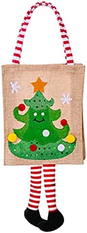 Sob a cama armazenamento, pequeno ornamento de natal estampa de desenho animado pendurado na perna listrada bolsa de crianças festivas