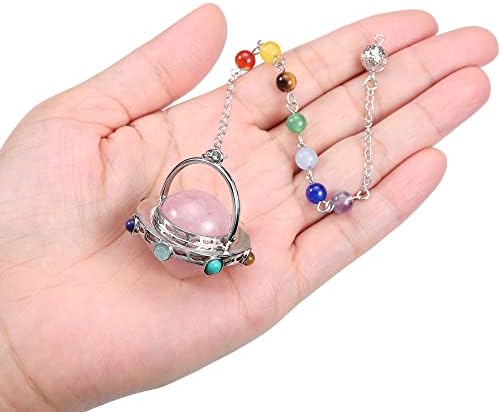 Jovivi Natural Rose Quartz Cura pêndulos de cristal para doações Cone de adivinhação Cura pontiaguda wicca Dowsing