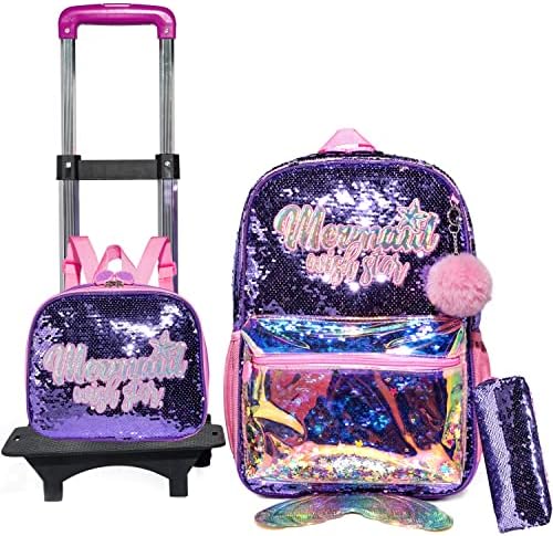 Garotas rolando backpack Rodas Backpacks Magagem infantil para a mochila de laptop para meninas para garotas para meninas