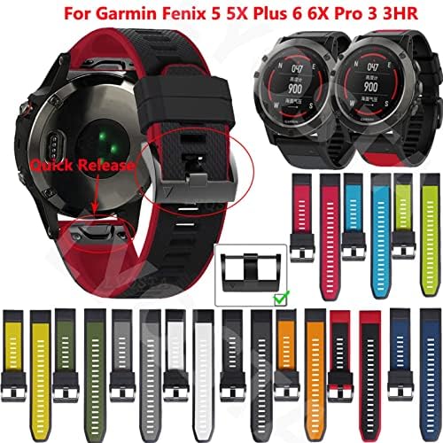 FACDEM 26 22mm Silicone Rellow Watch Bands tiras para Garmin Fenix ​​6x 6 Pro Smart Watch Watch Fand Fand 5 5x Plus 3HR Bracelet