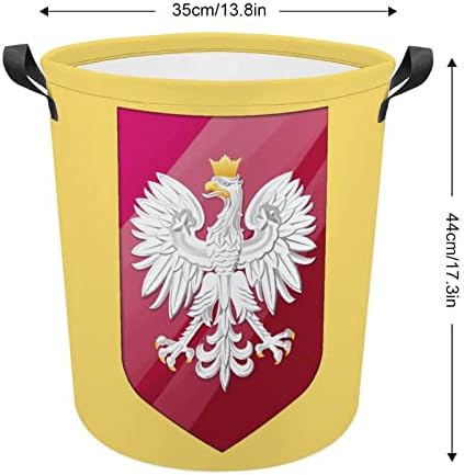 Brasão de braços de cesta de lavanderia da Polônia cesto de roupas altas cestas com alças saco de armazenamento