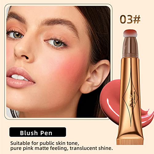 Brush de blush líquido com aplicador de almofada, varinha de beleza para rubor para maquiagem das bochechas, bastões de rubor de rosto leve.