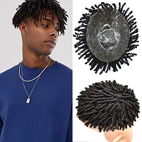 Afro Toupee para homens de reposição de cabelo de homens negros Sistemas de crochê peruca para homens negros injetados de pele de pele completa