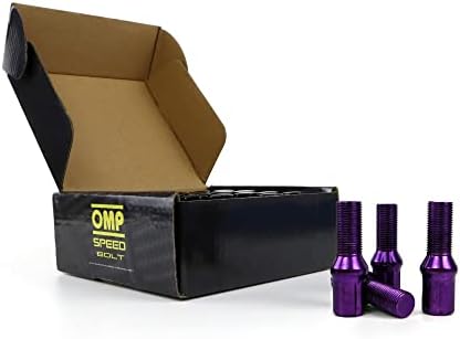 OMP Speed ​​Speed ​​de parafusos de 20 rodas com métrica M12 x 1,5 17/19 rosqueado longo 27 mm roxo e material DIN 10.9