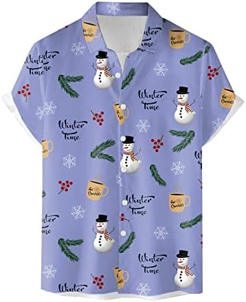 Wocachi Christmas Button Down camisetas para masculino Manga curta engraçada Xmas Papai Noel