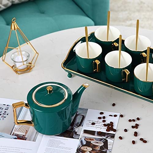 Conjunto de chá de café de cerâmica de Twdyc Desenho nórdico Gold Green Coffee Cup Copo Milk Jarro