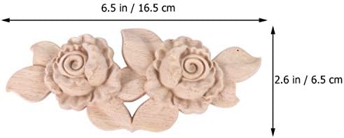 Vorcool Bling Decor Apliques de madeira Onlays não pintados de flor de flor de rosa decalque esculpido para móveis decoração de decoração