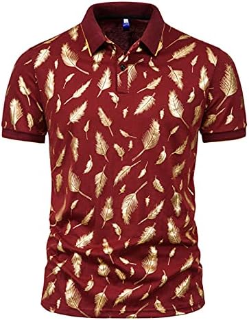 BMISEGM Mens vestido camisa de moda impressa masculina lapela curta manga de verão bronzing blouse masculina