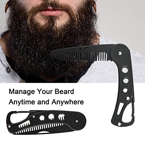 Yuerwover bigode pente dobrável para homens aço inoxidável bolso de metal barba pente de bigode alisadores de pincel mulheres pequenas