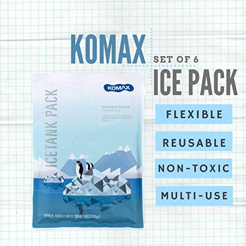 Komax Ice Packs para lancheiras - Conjunto de gelo durável e slim em gel - pacotes de gelo reutilizáveis ​​para refrigerador,